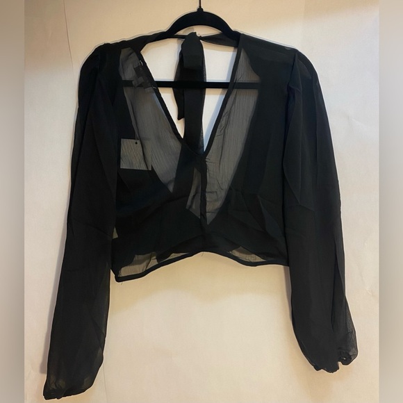 NWT Hayden Los Angeles Sheer Black Blouse Size Small - Picture 3 of 6